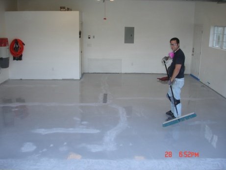 Showing crack and pitting repairs made to floor
